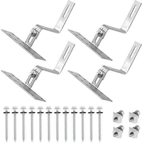 Crochet de toit photovoltaïque, fixation panneau solaire, crochet de toit en acier inoxydable PV Kit de montage toit en tuiles pour installation solaire, support de panneau solaire réglable (D - 4