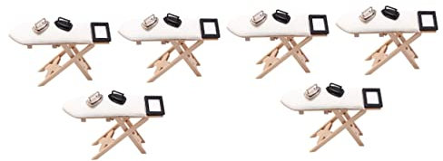 Abaodam 6 Pièces Mini Table à Repasser Mini-Meubles Maquette Mini-Jouet Mini Fer à Repasser Mini Ornement De Maison Modèle De Table à Repasser Mini Meubles De Maison Miniature Bois De Bébé