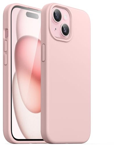JETech Silicone Case for iPhone 15 6.1-Inch, Silky-Soft Touch Full-Body Protective Phone Case, Shockproof Cover (Pink)