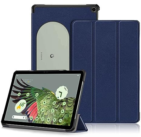 DINGGUAGUA Schutzhülle für Google Pixel Tablet 27,9 cm (11 Zoll) 2023, Folio-dünne Abdeckung, leichte Hartschalen-Schutzhülle mit Multi-Winkel-Ständer, Dunkelblau