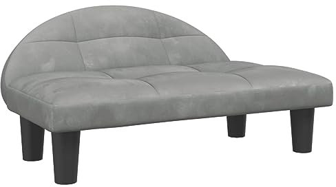 vidaXL Hundebett, Hundekissen mit weicher Polsterung, Hundesofa Hundecouch für kleine Hunde Haustiere, Haustierbett Katzenbett, Hellgrau Samt