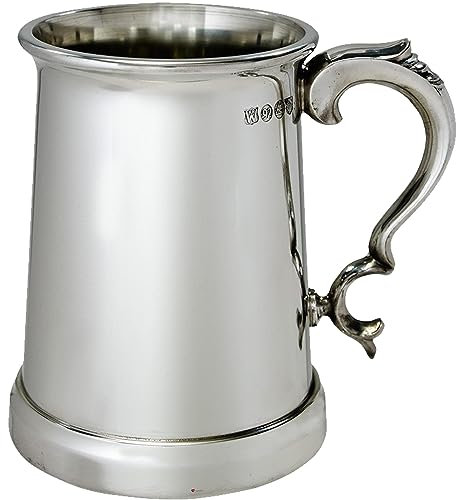 I LUV LTD Zinn Krug 1 Pint Vanguard und Merkmal Touchmark Rein Schwer Messgerät Bier Krug Perfekt zum Gravieren Personalisierte Geschenke für Männer und Frauen