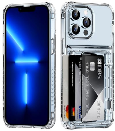 ACANDYA for iPhone 13 Pro Case Wallet Clear Protective Phone Case with Credit Card Holder Heavy Duty Protection Shockproof Anti-Scratch Anti-Yellow Cover for iPhone 13 Pro 6.1 inch Transparent