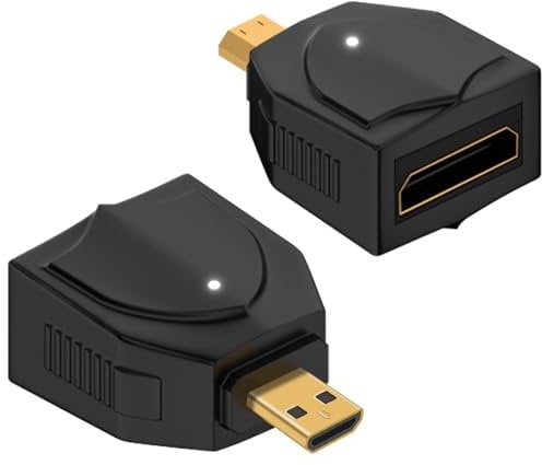 Duttek 8K Micro HDMI to Mini HDMI Adapter, 48Gbps Adaptateur Micro HDMI mâle vers Mini HDMI femelle 2.1 Versions Prend en Charge la Vidéo 8K@60HZ pour Ordinateur Portable,Moniteur, Projecteur (2 Pack)