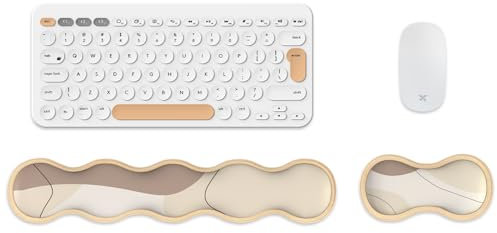 iCasso Wooden Keyboard Wrist Rest, Wrist Support for Keyboard, Hard Hand Rest for Computer Keyboard and Mouse (Brown Art)