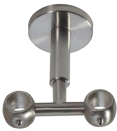 BASIT Deckenträger Gardinenstange zweiläufig Edelstahl Look I Gardinenstangen Träger 16mm Deckenbefestigung I Gardinenstangen Halterung Vorhangstange D21