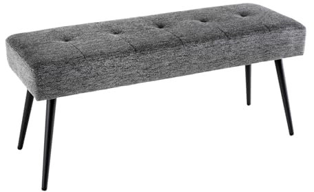 Riess Ambiente Design Sitzbank Boutique 100cm grau Strukturstoff Schwarze Metallbeine, Polsterbank in modernen Stil, Flurmöbel, Esszimmerbank