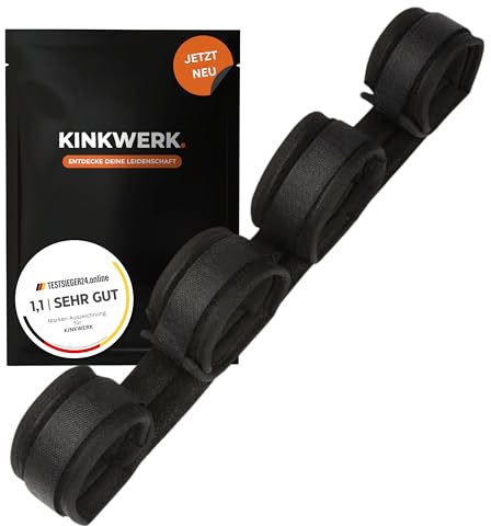 KINKWERK Spreizstange mit Hand- und Fußfesseln | 55 cm | Schwarz | Für BDSM-Einsteiger und Erfahrene | Doggystyle für Männer und Frauen