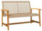 vidaXL Gartenbank, Garten Bank mit Rückenlehne Armlehnen, Sitzbank mit Metallgestell, Parkbank Außenbank Terrassenbank, Beige Poly Rattan Akazienholz