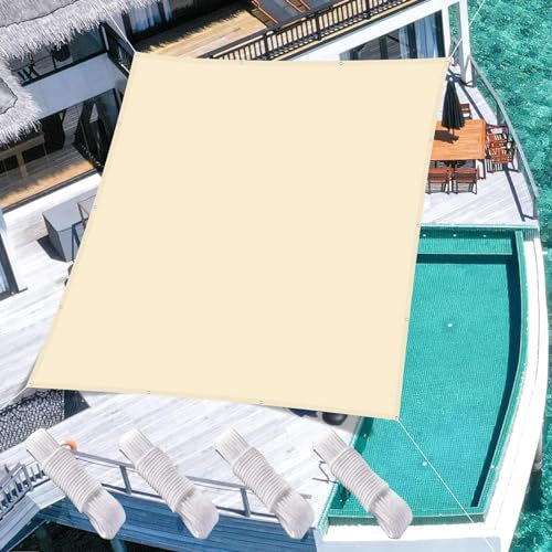 Voile d'ombrage, Toile Solaire Voile 1.7 x 1.7 m Beige 90% Toile d'ombre Polyester avec Protection UV Toile Ombrage Anti UV pour pergola, Jardin, Serre, poulailler, Couleur Crème