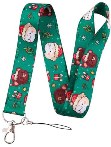 Lanyard-Umhängeband, personalisierte Schlüsselbänder für den Hals, mit Sicherheitsschnalle, für Ausweishalter, Schlüssel, Arbeitserlaubnis, Mobiltelefone (Color : Christmas, Size : 45cm)
