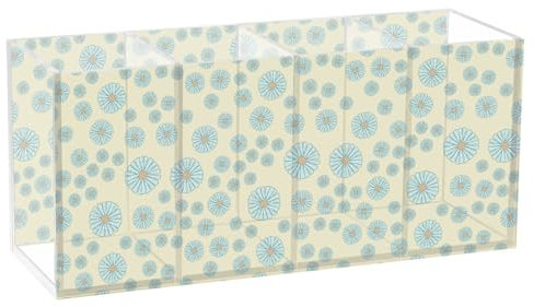 linqin Federmäppchen, Acryl, 4 Fächer, transparent, für Schule, Schulbedarf, Hellblau, Gänseblümchen