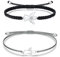 JENCVNL 2 Pièces Ange Gardien Bracelet Bracelet d'Ange pour Femmes Filles Bracelet Femme Cordon Porte Bonheur Bracelet Réglable Bracelet Couple Cadeau d'Anniversaire pour Maman Femme (Noir+Gris)