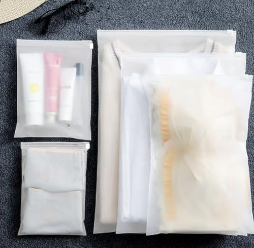 30 Pcs Reusable Ziplock Bags,Reusable Clear Storage Bag Zip Lock Seal Bag for Clothes Travel Clothes Storage Bags,Waterproof Luggage Organiser for Clothes Shoe Cosmetics Offices Supplies 5 Sizes