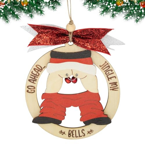 Funny Christmas Ornaments, Naughty Ugly Christmas Tree Ornaments Dirty Santa Ornament Wooden Hanging Pendant Unique Christmas Decorations for Home Xmas Party Gifts A7QWLDGJ