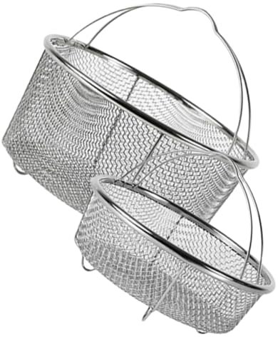 Alipis 2St Frittierkorb aus Edelstahl Abtropfkorb küche sieb schüssel frittierter Korb runder Spänekorb dampfkorb dämpfkorb Mesh-Kochkorb runder Frittierkorb Rostfreier Stahl Silver