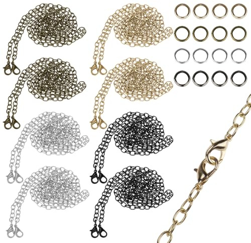 suaywo 8 Piezas Cadena para Bolso Cadenas De Metal Correas De Hombro viene con 16 anillos redondos Cadenas para Bolsos 120CM Cadena Reemplazo Para bolsosbolsos Cruzados de Hombro