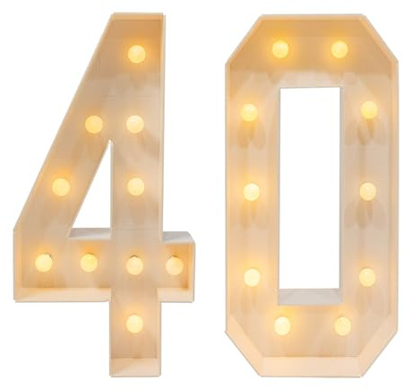 JDBDU LED Zahlenlampe 40 Deko Licht Leuchtende Zahlen 3D Nummer Licht Party Dekoration Light Up Zahlen für Geburtstag Hochzeit Party 100cm Höhe