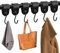 S Haken Schwarz mit Lederschlaufe 6 Stück Haken Garderobenhaken Kleiderhaken Metallhaken Edelstahl-S-Haken Leder-Schwarz Fleischerhaken Zum Einhängen für Küche Bad Schlafzimmer Garderobe und Camping