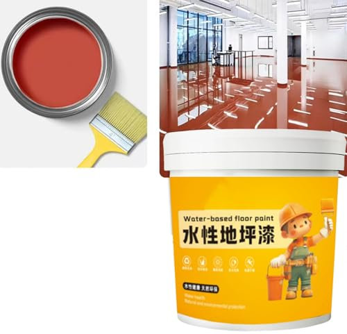 Pintura epoxi impermeable a base de agua, 300 g de pintura de suelo de hormigón con pincel, pintura antideslizante de secado rápido para el hogar, garaje, marrón hierro