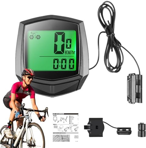 Ordinateur de vélo filaire pour vélo de route - Ordinateur de cycle - Écran LCD - Speed domètre - Accessoire de vélo - Fonction multifonction et réveil automatique pour vélos de montagne
