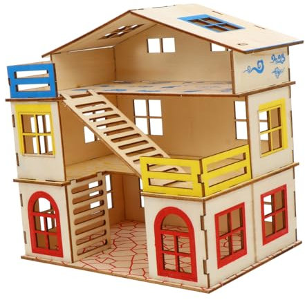 HANABASS Hamsterschloss Für Kleintiere Holzplattform Mit Leiter Schlafnest Und Spielzeug Für Hamster Häschen Und Andere Kleintiere