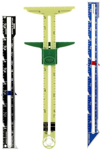 3 Pieces Sewing Gauge Measuring Tool 5-in-1 Metal Sliding Gauge Measuring Ruler Fabric Quilting Ruler Seam Gauges Sewing Tool for DIY Fabric Crafts Quilting Knitting Hemming Supplies