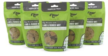 Petface Dog Deli Wheat Free Dog Treats with Lamb & Rubbed Mint, Hand baked in the UK, 100 g (Pack of 5) | Hand-Baked in the UK, No Added Sugar, Resealable Pouch, Suitable for All Breeds