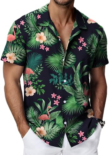 HMIYA Hawaii Hemd Männer Hawaiihemd Herren Kurzarmhemd Button Down