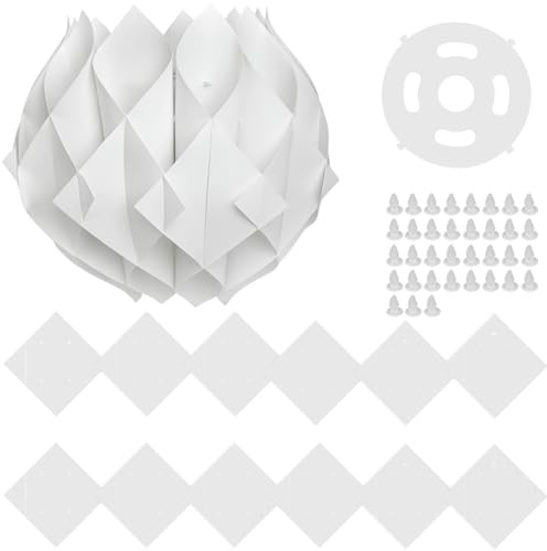 Pantalla de lámpara de origami, pantalla colgante de papel plegable blanca para sala de estar, comedor, dormitorio, decoración de lámpara de techo minimalista nórdica