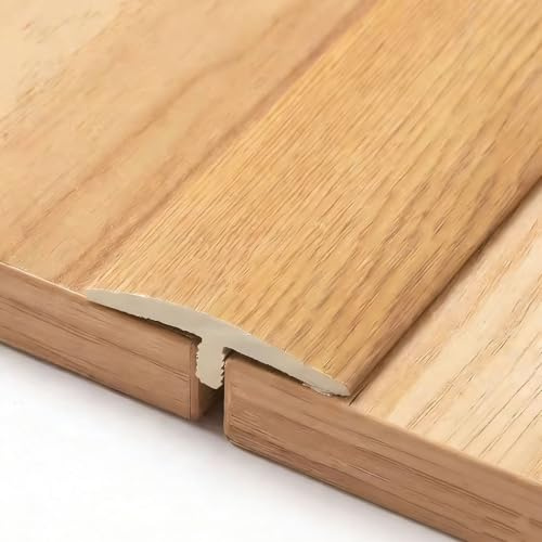 Barre de Seuil en PVC Bande de Transition autocollante forme de T Cache-joint for sol en bois Imperméable for portes, sols et murs(4,1PCS 90cm/3ft)