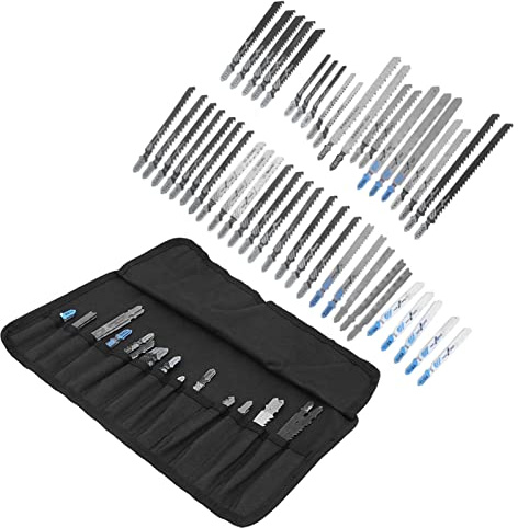 Pongnas 48-Piece T-Shank Jigsaw Blades Set HSS for Metal and Wood Cutting with Storage Box