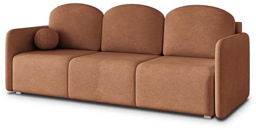 Masseno Sofa SUVI III NV mit Schlaffunktion, Sofa mit Bettkasten, Wohnzimmersofa, Couch, Soffa, Bettsofa, Couchgarnitur- Kupferfarben, Neve 52
