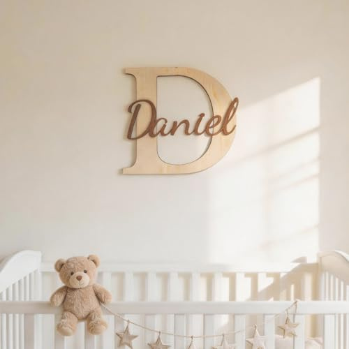 ARTREE Holzbuchstaben mit Namen Personalisierter Türschild für Kinderzimmer,Namensschild aus Holz für Babyzimmer, Kinderzimmer Deko, Wanddekoration,Geschenk Geburt, Taufe, Babyparty