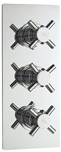 Ultra Crosshead Hudson Reed KRI3211 Tec ǀ Modern Bathroom Minimalist Cross Lever Handle Triple Concealed Valve, 280mm x 120mm, Chrome, Set of 3 Pieces