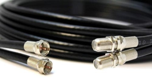 RosenetSys BLACK 20m Satellite Extension Cable, Twin Coaxial, UK Digital 4K Ultra HD - suitable for Sky Q, Sky HD and Sky+ and Freesat (Black, 20m)