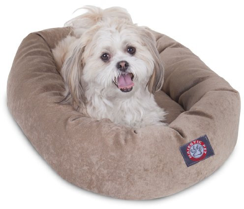 Majestic Pet Micro Velvet Dog Bed, 24 Inch Small, Round, Washable, Pearl