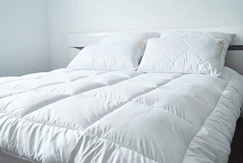 Merino Wolle Bettdecke Schurwolle Übergang KÖNIG BETTDECKE 220 x 240 cm, Mittelschwer 8-10 tog,Warm, 100% Merino-Schurwolle 100% Baumwolle