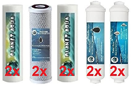 Planet-Aqua 1 Jahres Osmoseanlagen Ersatzpatronen Set - 10 Ersatzfilter Patronen für Umkehr Osmose Wasserfilter Osmoseanlage Aquarium Fische Trinkwasserfilter Küche Filter Kartusche Filteranlage