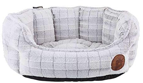 Petface Hundebett, oval, Plüsch, Größe M, Weiß