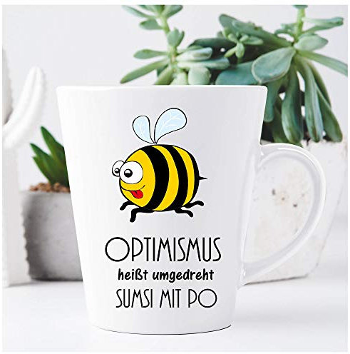 Konische Tasse Optimismus heißt umgedreht Sumsi mit Po - beidseitig bedruckt