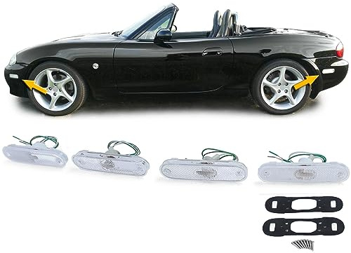 Seitenmarkierungsleuchten Reflektoren Weiß Set für Mazda MX5 NA NB NBFL 89-05