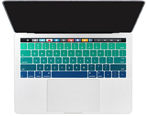 Dongke - Protector de Teclado de Silicona Ultrafino para MacBook Pro 13 (A1706) y MacBook Pro 15 (A1707) con Barra multitáctil (versión 2016) Green Gradient