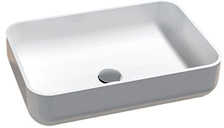BERNSTEIN Aufsatzwaschbecken PB2133 aus Mineralguss (Solid Stone) – 54x36x13 cm – Weiß Matt – Mit Pop-up-Ablaufventil – Pflegeleicht - für Waschtischplatten und Unterschränke, Waschschale