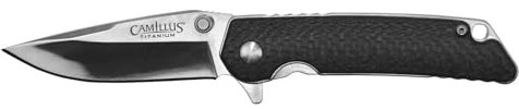 Camillus 19814 TRC Klappmesser, 6,9 cm Titanium Bonded VG-10 Stahlklinge, Carbon Griff, Silber/grau, 17,8 cm
