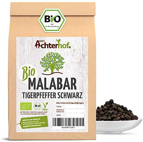 Malabar Pfeffer schwarz BIO ganz (500g) - Tigerpfeffer - Pfefferkörner für die Pfeffermühle