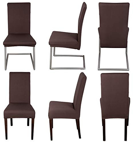 Staboos Stuhlhussen 6er Set - Hochwertige und elastische Stuhlhussen für Swingstühle - Pflegeleichte Stuhlbezüge & Hussen für Stühle - Perfekter Stuhlbezug 6er Set - ÖKO TEX ZERTIFIZIERT - Dunkelbraun