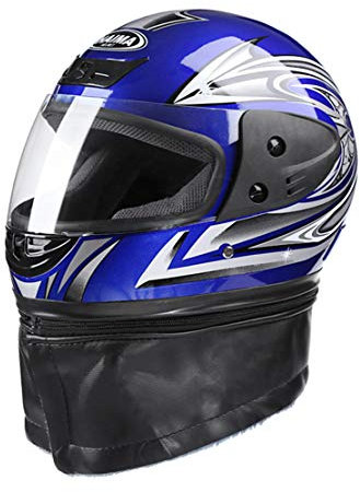 ATK Motorradhelm Transparente Anti-Fog Windschutzscheibe mit Abnehmbarer Wärmekragen, Einheitsgröße,Blue