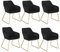 WOLTU Esszimmerstühle 6er Set Küchenstühle Wohnzimmerstühle Polsterstühle Sessel, Armlehnstühle mit Rückenlehne, für Esszimmer, Küche, Wohnzimmer, Samt, Gold Metallbeine, Schwarz, BH246sz-6