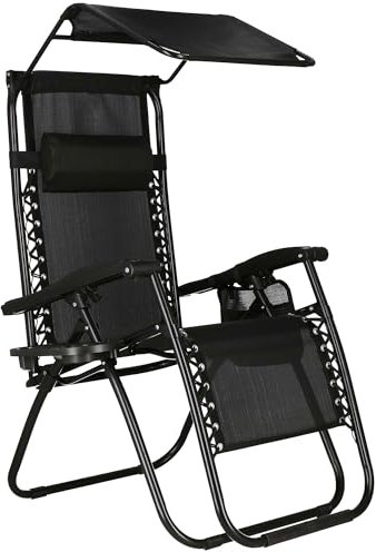 SPRINGOS Chaise Longue avec Pare- Soleil Chaise de Plage avec accoudoirs 62 x 110 cm